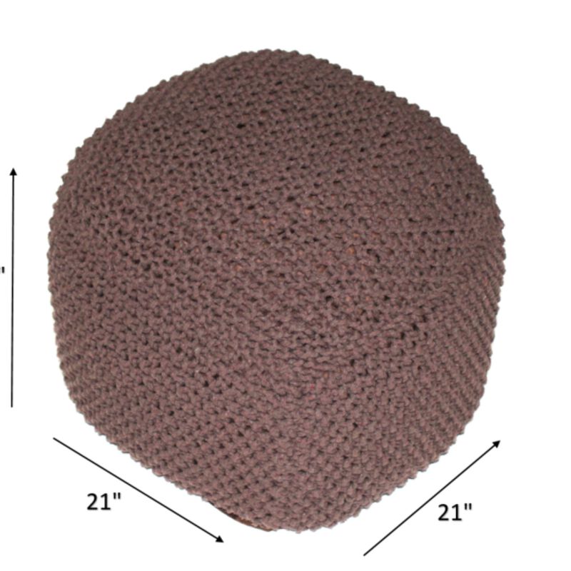 GOODSILO Semi-Rounded Knit Pouf Ottoman Footrest - Soft Cotton Handmade Accent Seating for Living Room Bedroom Decor image number 2