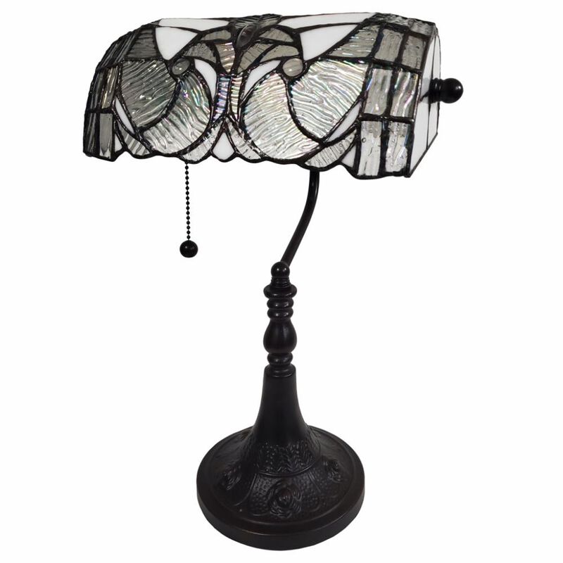 Hivvago 16" Dark Brown Table Lamp With White and Silver Shade