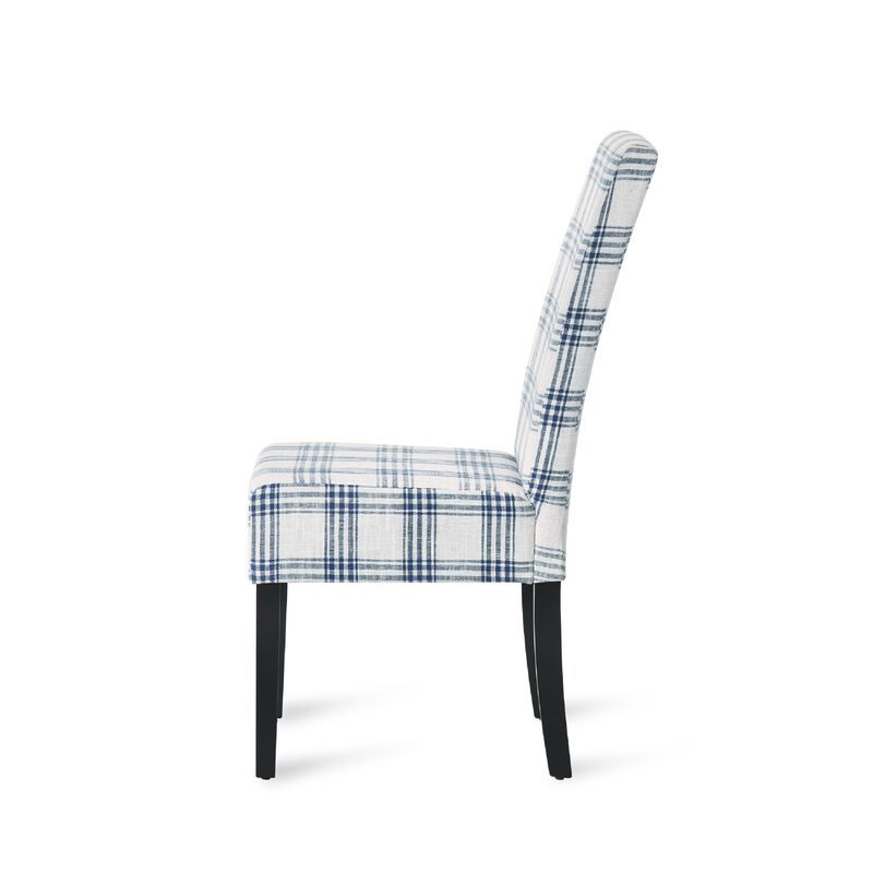 Cini Dining Side Chair Set of 2, Fabric, Black Wood Legs image number 4