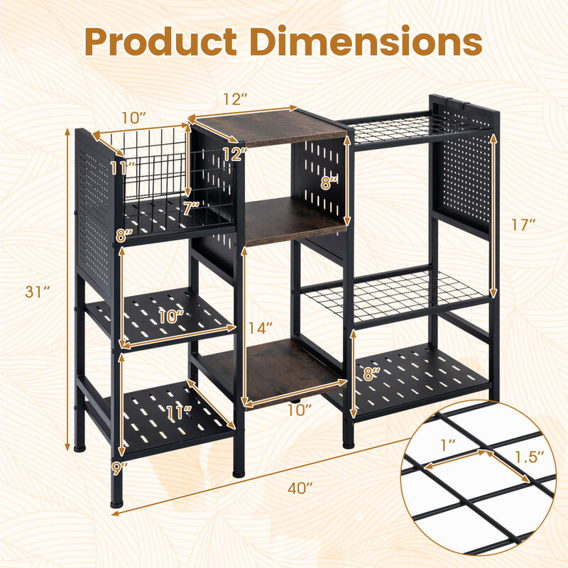 Wooden Garden Tool Organizer with Shelves for Garage, Shed and Utility Room image number 2
