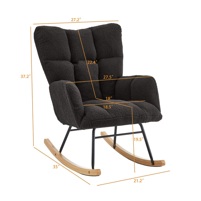 Merax Accent Chairs for Living Room Tufted Upholstered Teddy Fabric Glider Chair Rocking Chair image number 5