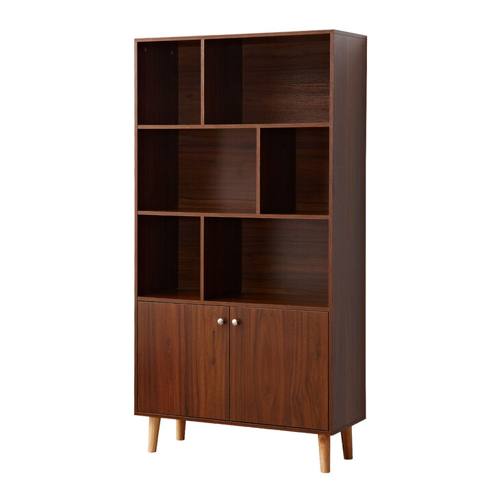 Hivvago Wood Storage Cabinet with 3Tier Open Shelf