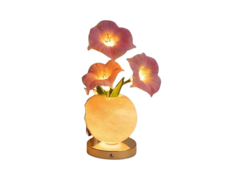 Rechargeable Dimmable Touch Control Glass Flower Table Lamp For Bedroom Office image number 0