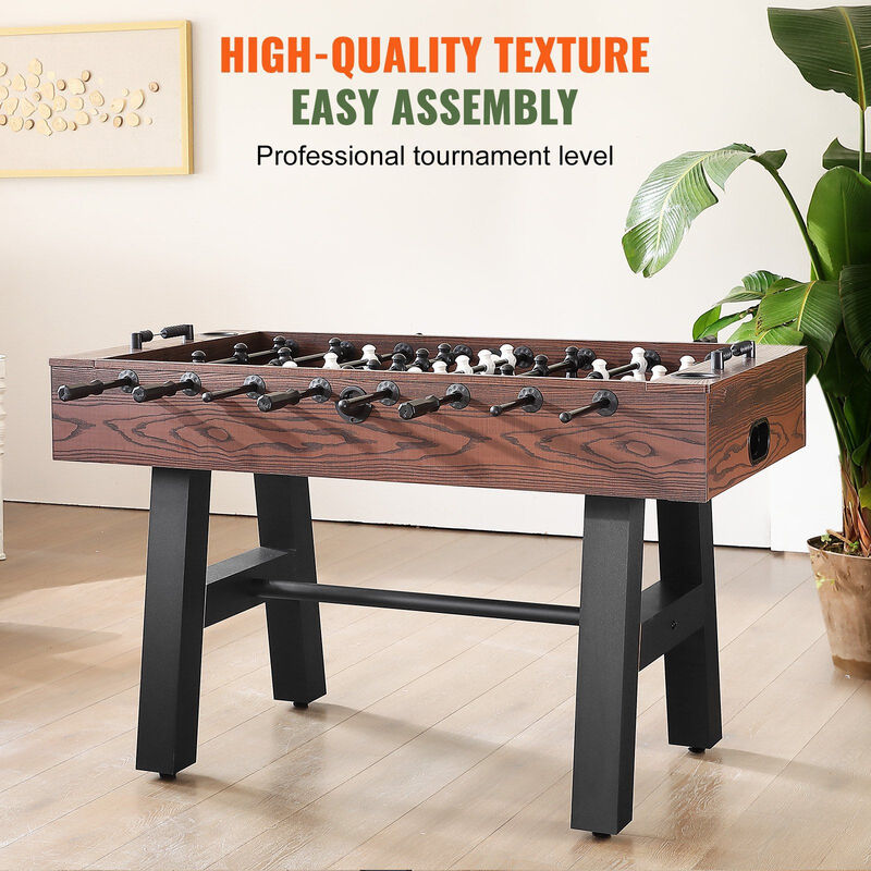 Indoor Full Size Foosball Table with Soccer Game Set, 4 Balls and 2 Cup Holders-Brown image number 3