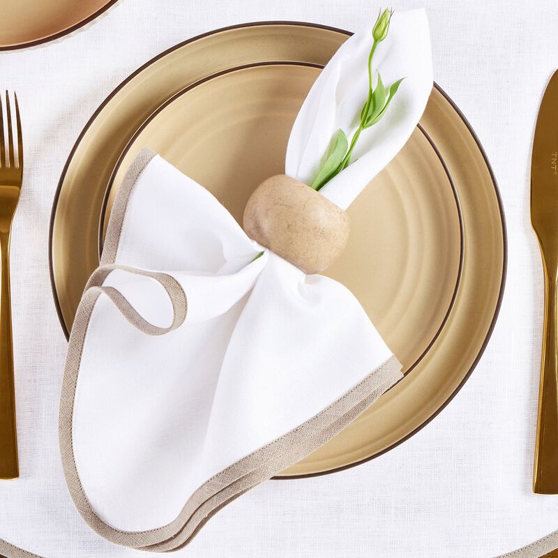 Solino Home Chloe 100% Linen Oval Placemats &ndash; Set of 4, 14 x 19 in, Machine Washable, Holiday and Everyday Dining