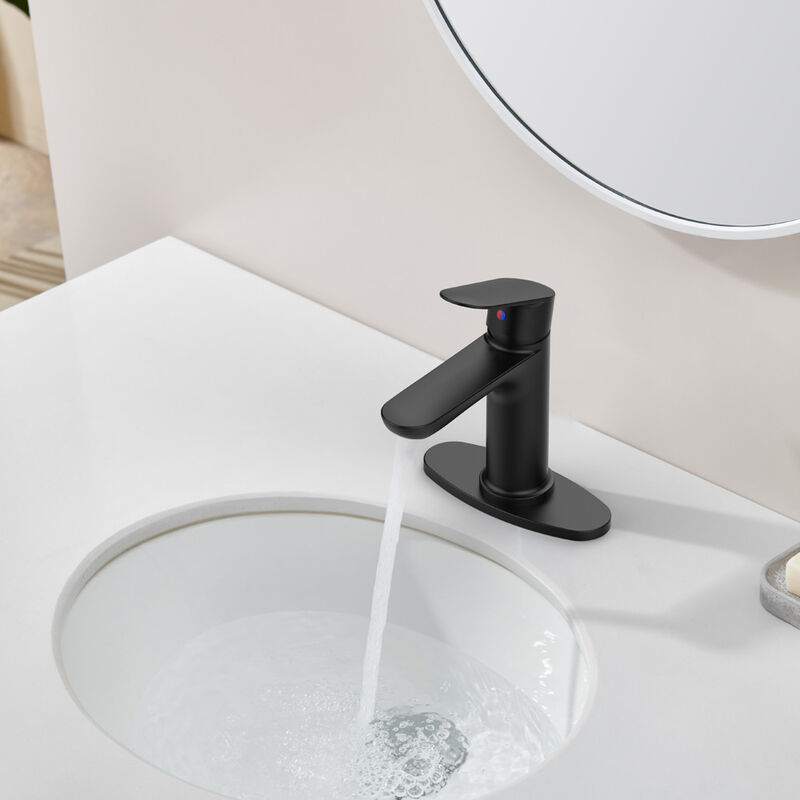 Single Handle Bathroom Faucet with Deck Plate, Perfect for Modern Sinks