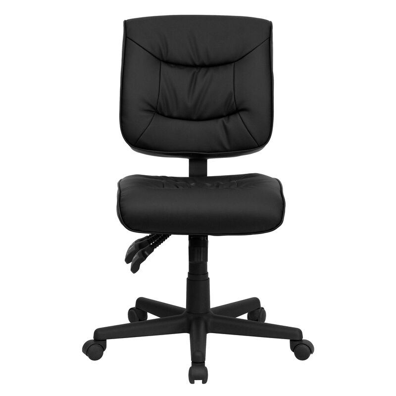 Cole Mid-Back Black LeatherSoft Multifunction Swivel Ergonomic Task Office Chair image number 9