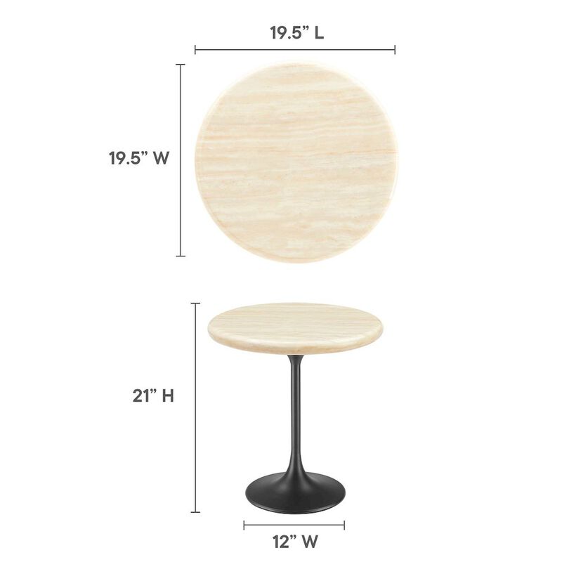 Lippa 20" Round Faux Travertine Side Table image number 3