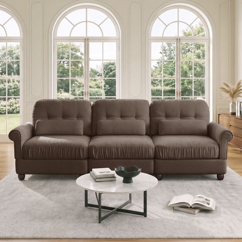 Juspep Mid Century Modern Chenille 3‑Seater Modular Sofa image number 1
