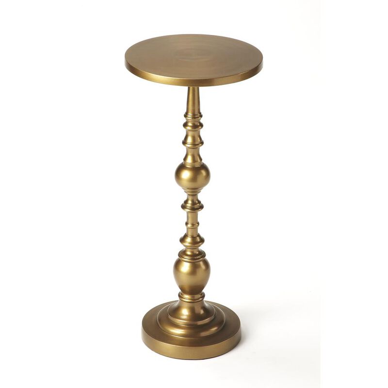 Elegant Gold Pedestal Side Table for Cocktails or Drinks - Modern Accent