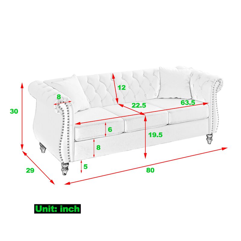 Schalf Velvet 3 Seater Chesterfield Sofa image number 9