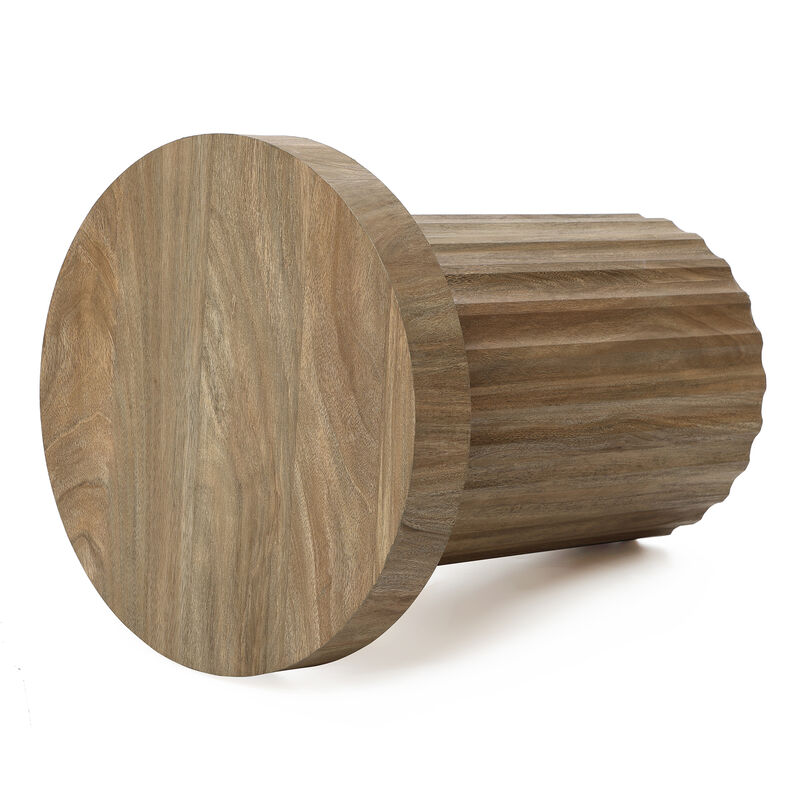 20" Fluted Wood Round Side Table image number 3