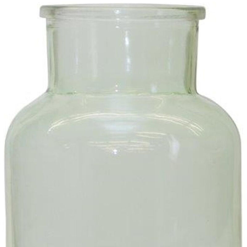 HomeRoots 10" Green Glass Cylindrical Table Vase image number 2