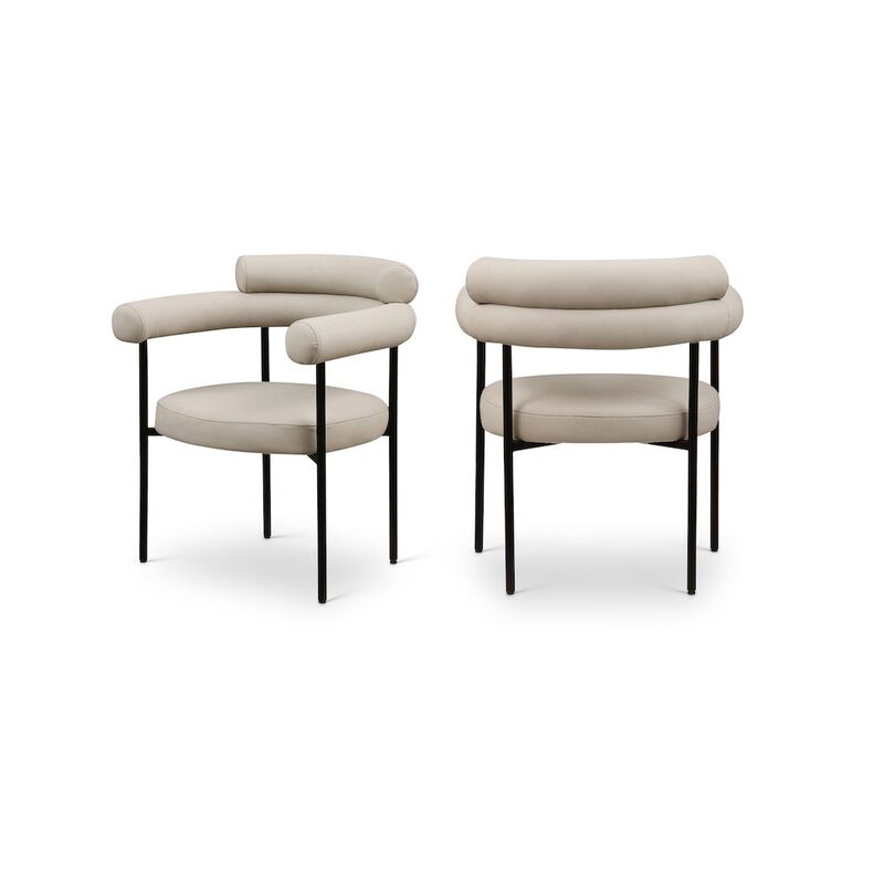 Meridian Furniture Blake Taupe Vegan Leather Dining Chair, Set of 2