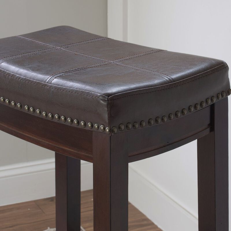 Linon Classic Bar Stool with Faux Leather Padded Seat image number 7