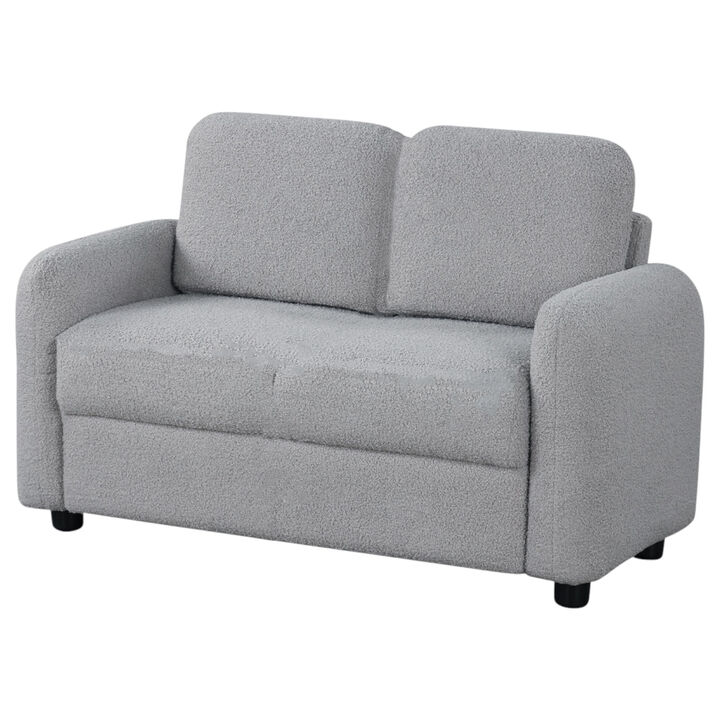 2-Seat Toddler Sofa Couch with Soft Teddy Fabric and Wooden Support