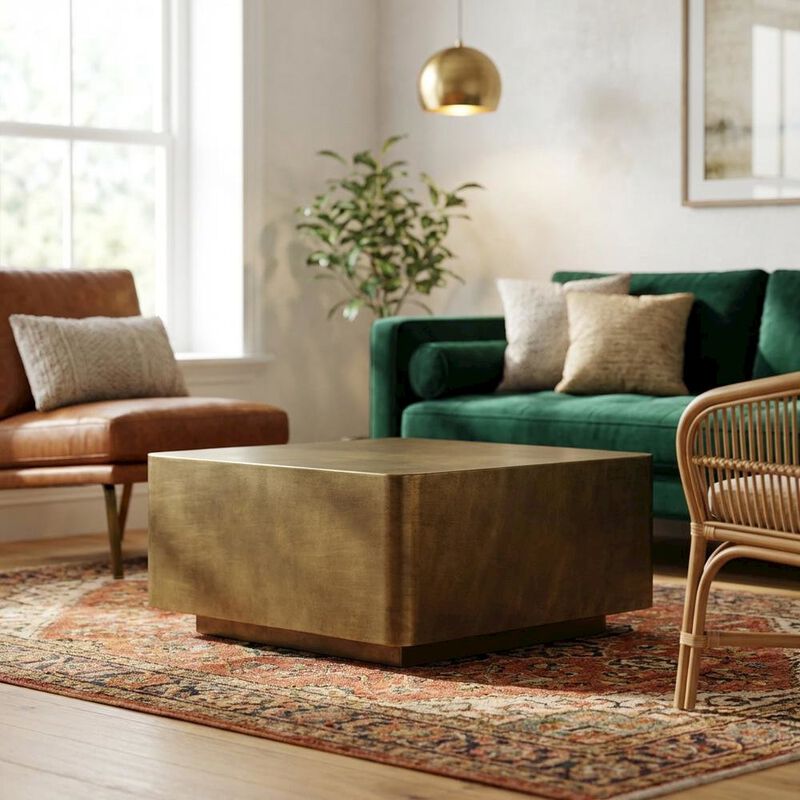 Premium Metal Coffee Table in Brass Finish with Modern Design image number 3