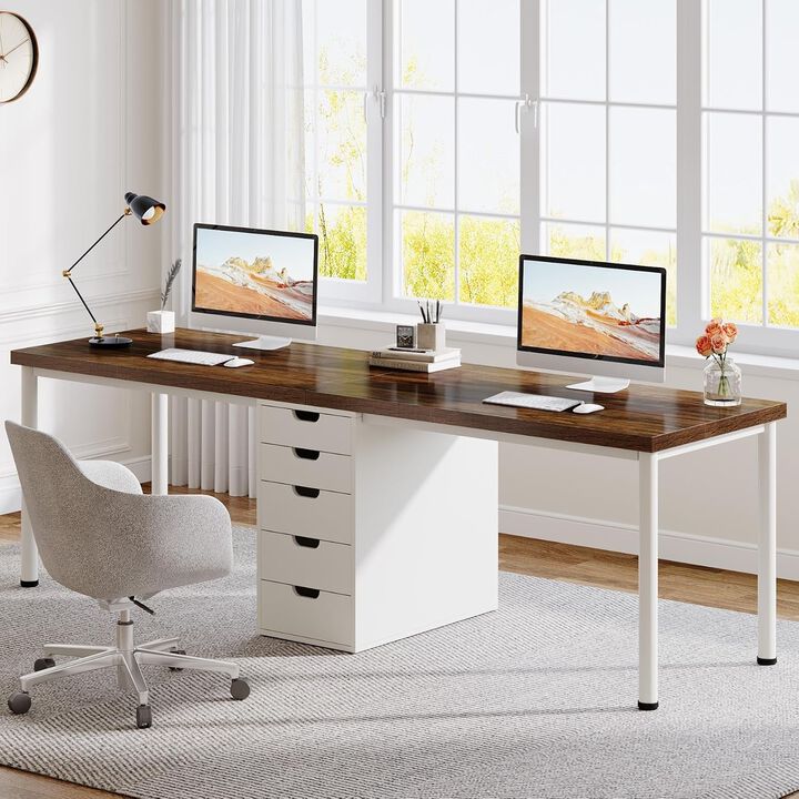 Tribesigns 78.7" Dining Table for 6-8, Industrial Kitchen Table with Metal Frame, Large Rectangular Wood Table that Doubles as Home Office Desk or Conference Table, Rustic Brown and Black