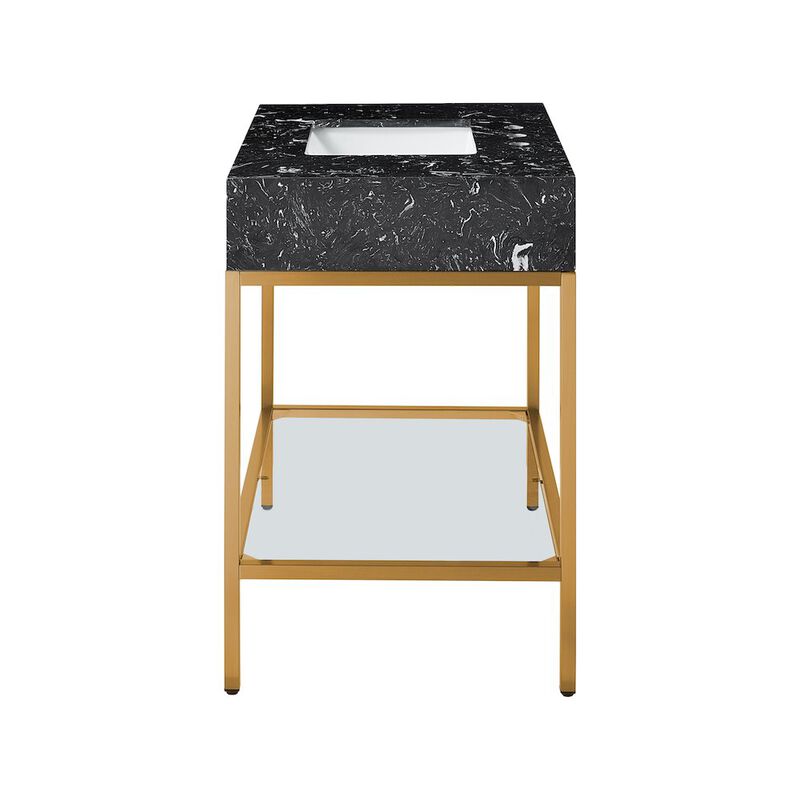 Meridian Furniture Marmo Black Engineered Marble Bathroom Vanity