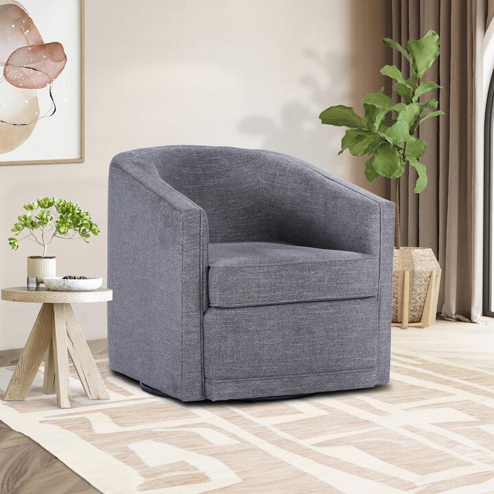 New Classic Furniture Poppy Dark Gray Polyester Fabric Accent Swivel Arm Chair