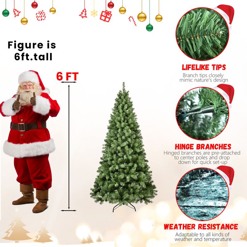 6 ft. Pre Lit Christmas Tree with 300 UL Lights PVC Hinged 779 Tips Memory Wire with Metal Stand
