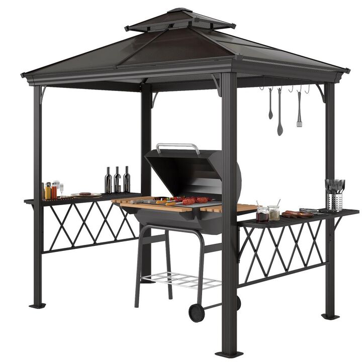 Hivvago Double Roof BBQ Pergola Canopy for Backyard