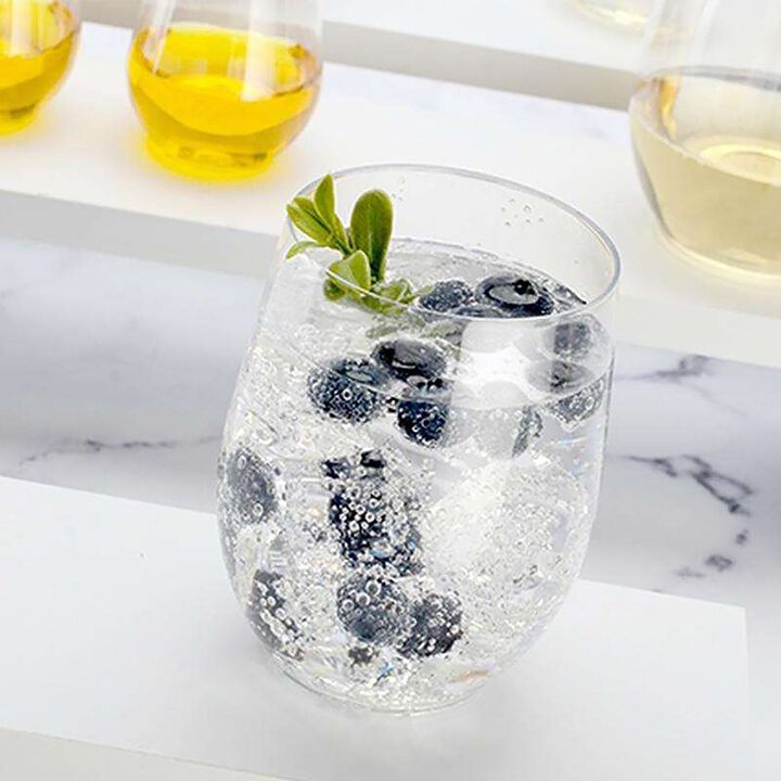 16 oz. Clear Elegant Stemless Plastic Wine Glasses (64 Glasses)
