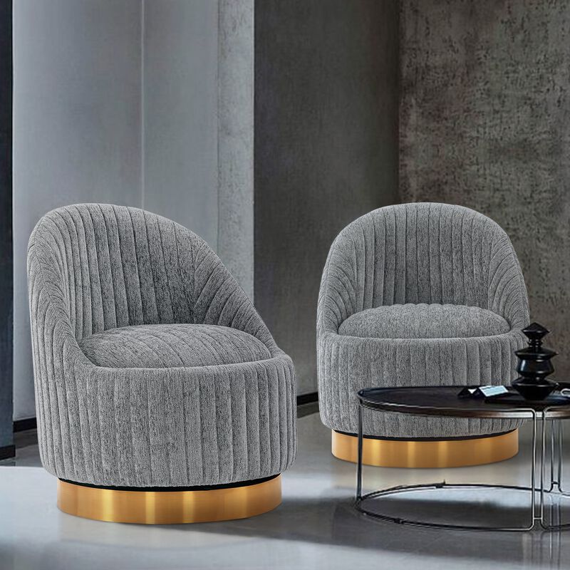 Leela Gray Swivel Accent Chairs (Set of 2)