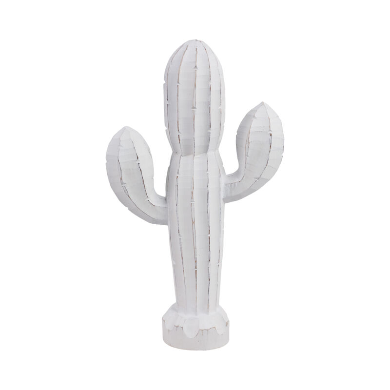 18" Wooden Cactus Decor, Wht image number 3