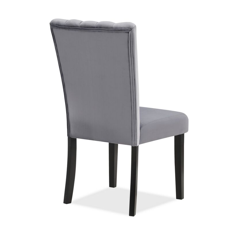 Marcus 20 Side Chair Set of 2, Fabric Upholstery, Cushioned, Black, Gray - Benzara