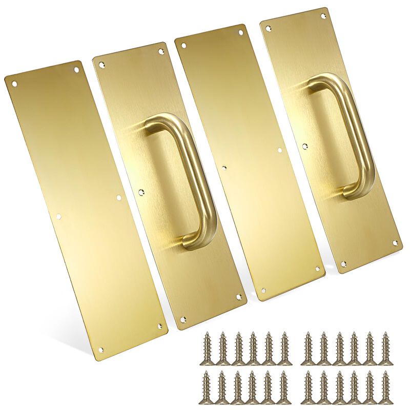 Sumnacon 2 Set 12"" Stainess Steel Door Handle Pull & Push Plate - Heavy Duty Gold Gate Handle Bar for Home/Office/Warehouse/Pub