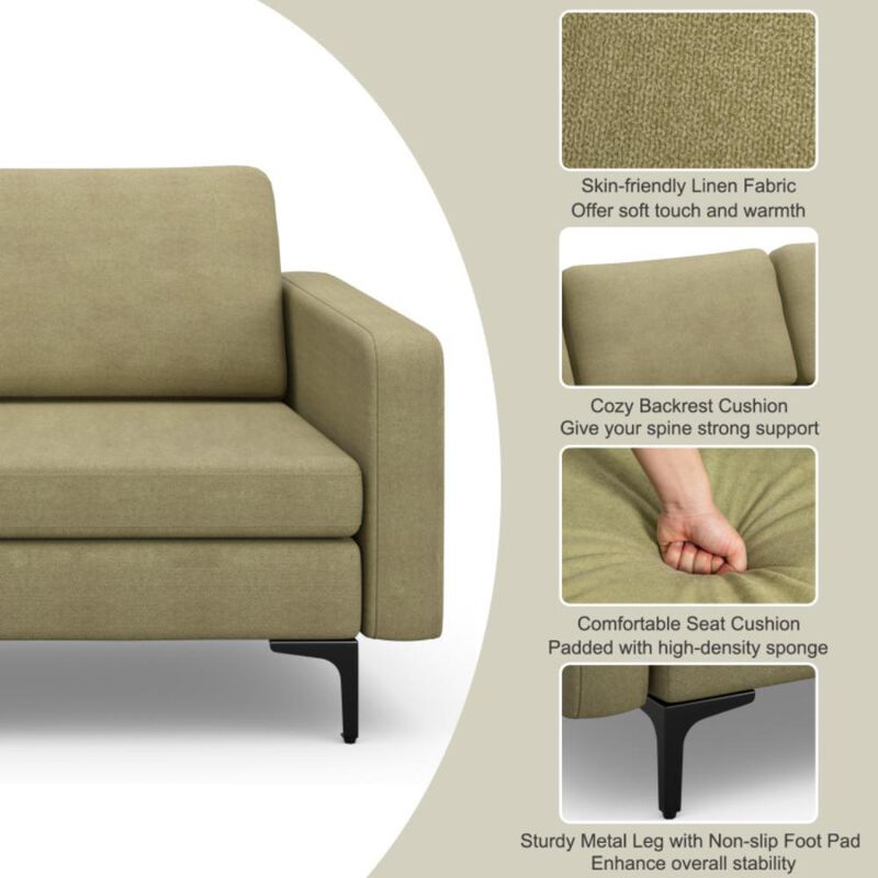 Hivvago Convertible Leather Sofa Couch with Magazine Pockets 3-Seat with 2 USB Port