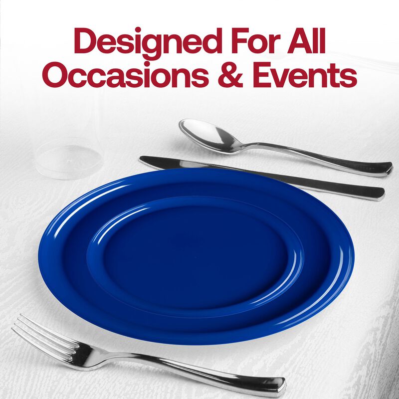 Light Blue Flat Round Plastic Dinnerware Value Set (40 Sets) image number 7