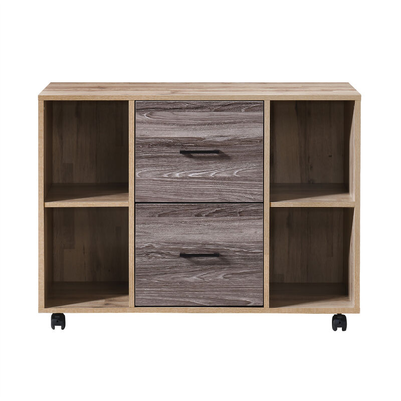 3-Drawer 39in. W File Cabinet for Home Office, Mobile Lateral File Cabinet, Printer Stand with Open Storage Shelves for Kids Room