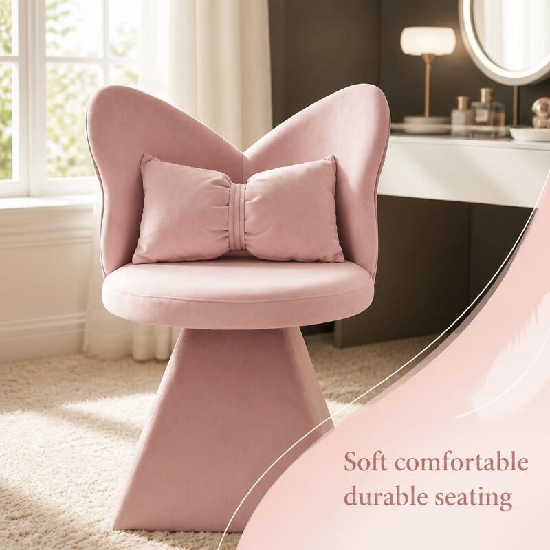 GOODSILO 360 Swivel Butterfly Back Vanity Chair Armless Accent Makeup Seating for Dining, Bedroom, Study and Recreational Use image number 4