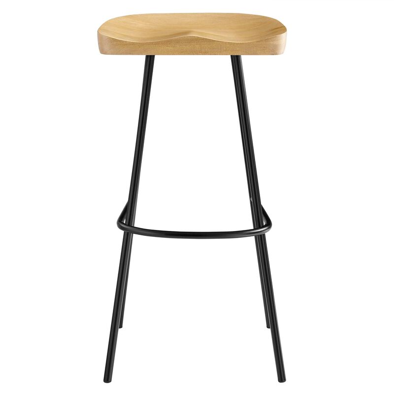 Modway EEI-6742-OAK Concord Backless Wood Bar Stools - Set of 2, Oak image number 6