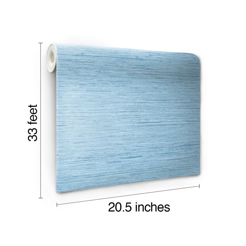 Horizontal Grasscloth Light Blue Wallpaper (Double Roll) image number 6