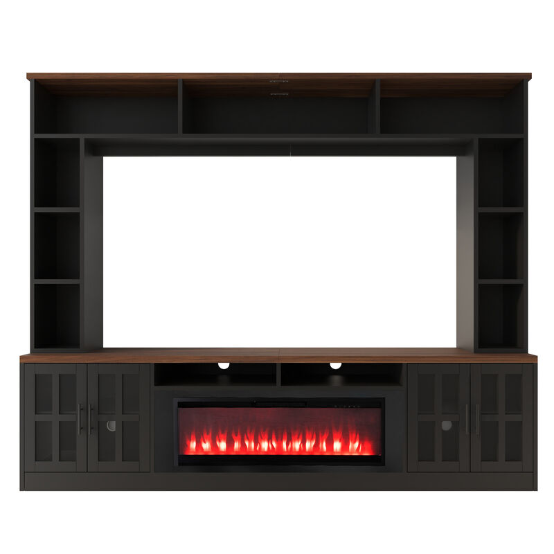 Merax Large TV Stand with Electric Fireplace Insert, 3 Top Shelves + 6 Side Shelves image number 0