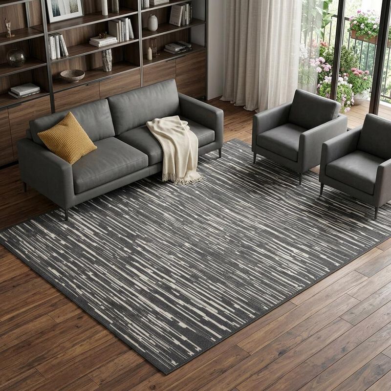 HomeRoots 9' X 12' Gray Geometric Area Rug image number 1