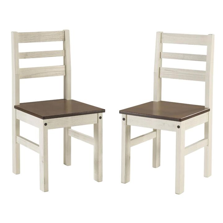 Os Home And Office Furniture Cottage Series Dining Chairs (Set Of 2) In Distressed White