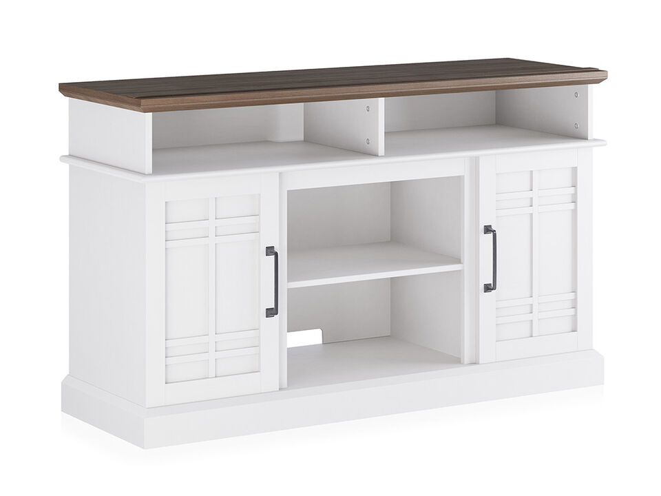 BELLEZE Modern 48" Farmhouse Wood TV Stand & Media Entertainment Center Console Table for TVs up to 50 Inch with Open Storage Shelves & Cabinets - Norrell (Ashland Pine)