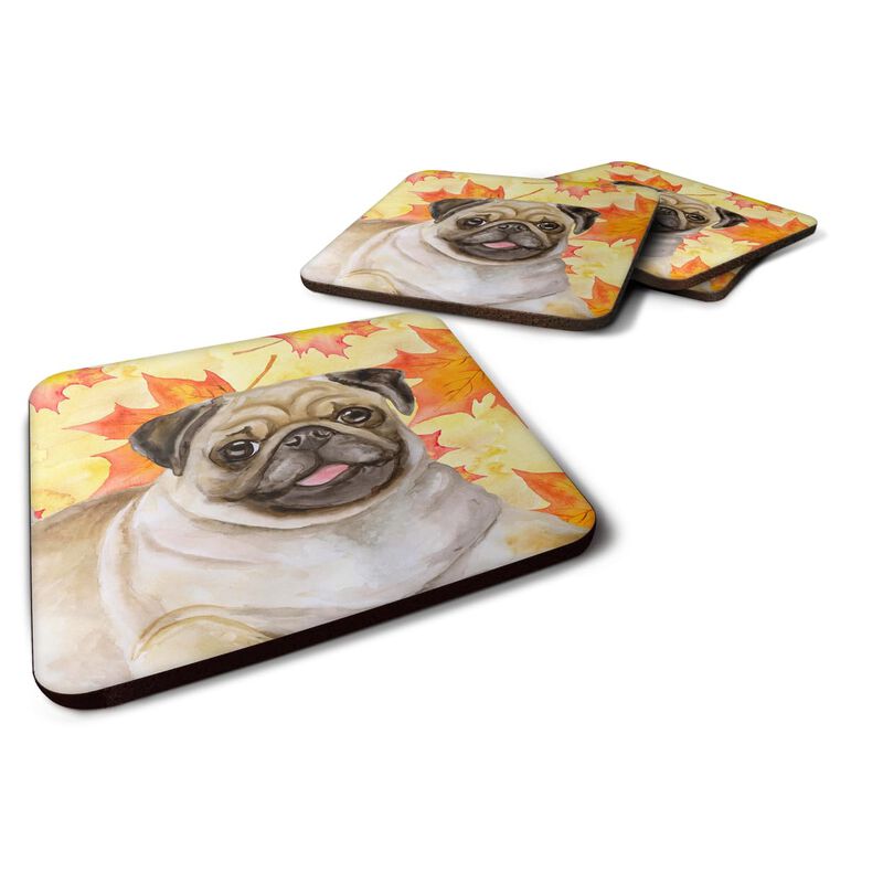 Caroline's Treasures Fawn Pug Fall Decorative coasters, Multicolor