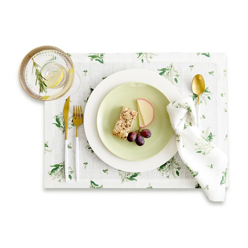 Solino Home 100% Pure Linen Placemats 14 x 19 Inch Set of 4 - Lily of the Valley
