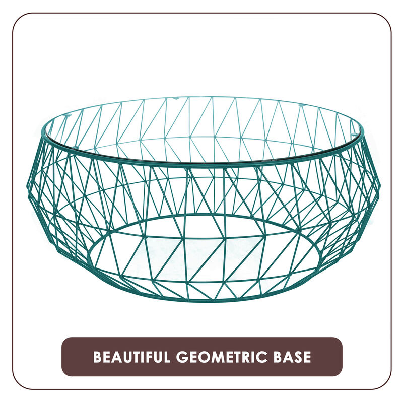 LeisureMod Malibu 39" Octagon End Table with Glass Top