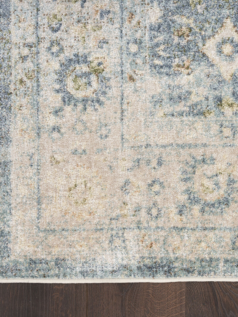 Astra Machine Washable ASW16 Teal/Beige 2' x 6' Rug