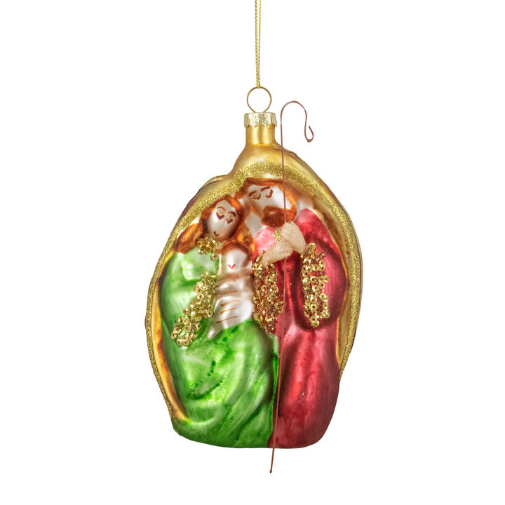 6" Religious Holy Family Glass Nativity Christmas Ornament