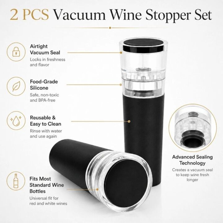 Pack of 2 Wine Vacuum Stopper Set