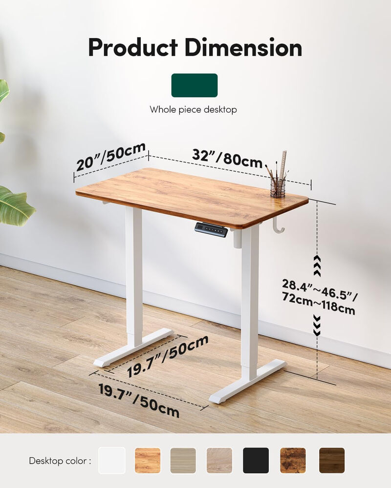 ShipItFurniture 32" x 20" Electric Standing Desk Unit with Memory Presets image number 2
