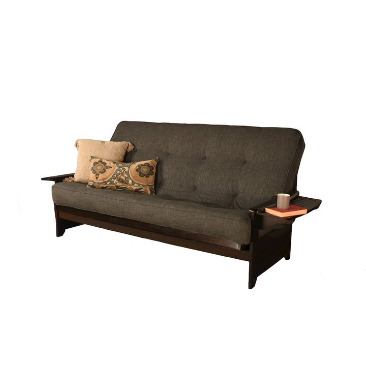 Phoenix Frame Queen-Espresso Finish-Linen Stone Mattress