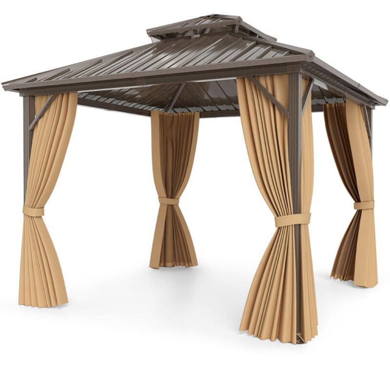 Hivvago 10 X 10 Feet Hardtop Gazebo with Netting and Curtain for Patio Backyard image number 0